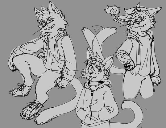 Cat Commission Sketch, ft. 1 full body and 2 half bodies Cat Commission Sketch, ft. 1 full body and 2 half bodies